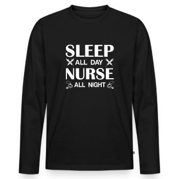 Krankenschwester die ganze Nacht - Männer Premium Bio Langarmshirt - Schwarz - Vorne - Nico (187cm)