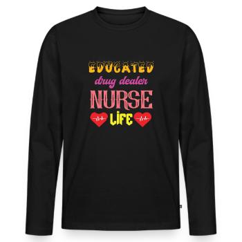 Infirmière Hospital Médecin d’urgence Paramédical - T-shirt manches longues Premium bio Homme - noir - Devant - Nico (187cm)