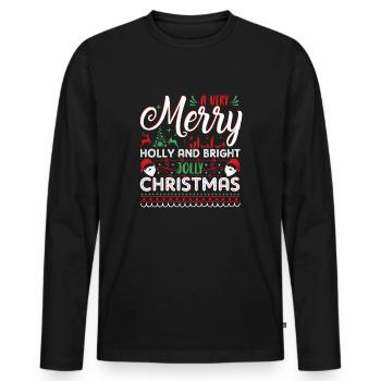 Lustiges Jolly Chirstmas Christmas Design - Männer Premium Bio Langarmshirt - Schwarz - Vorne - Nico (187cm)