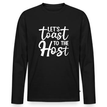Portons un toast à l’hôte - T-shirt manches longues Premium bio Homme - noir - Devant - Nico (187cm)