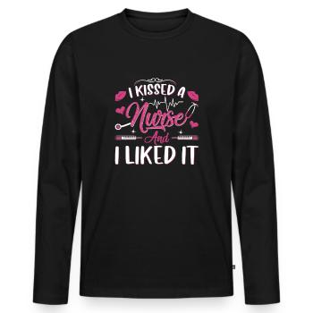 J’ai embrassé une infirmière - T-shirt manches longues Premium bio Homme - noir - Devant - Nico (187cm)