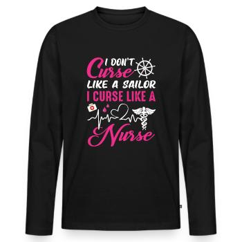 Curse like a nurse - Men's Premium Organic Long Sleeve Shirt - black - Front - Nico (187cm)