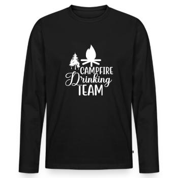 Campfire Drinking Team Hiking Shirt - Men's Premium Organic Long Sleeve Shirt - black - Front - Nico (187cm)