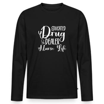 #nurselife de trafiquants de drogue formés - T-shirt manches longues Premium bio Homme - noir - Devant - Nico (187cm)
