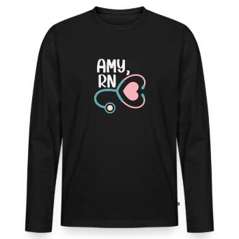 Nurse Amy RN - Men's Premium Organic Long Sleeve Shirt - black - Front - Nico (187cm)