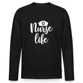 Nurse Life - Men's Premium Organic Long Sleeve Shirt - black - Front - Nico (187cm)
