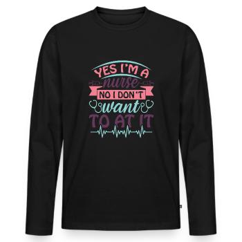 INFIRMIÈRE Infirmière - T-shirt manches longues Premium bio Homme - noir - Devant - Nico (187cm)