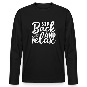 Sip and relax - Men's Premium Organic Long Sleeve Shirt - black - Front - Nico (187cm)