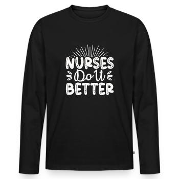Nurses do it better - Men's Premium Organic Long Sleeve Shirt - black - Front - Nico (187cm)