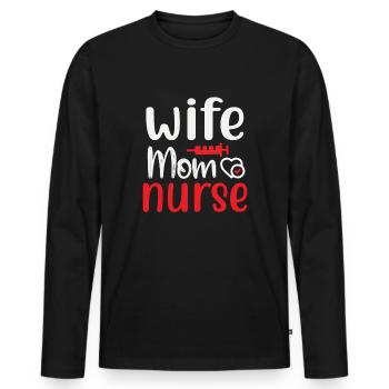 Ehefrau Mom Krankenschwester - Männer Premium Bio Langarmshirt - Schwarz - Vorne - Nico (187cm)