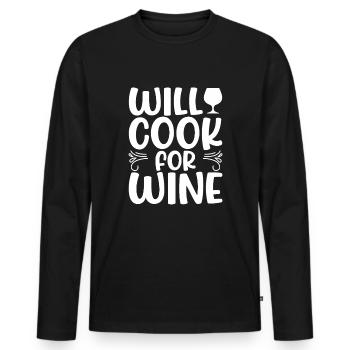 Nous cuisinons pour le vin - T-shirt manches longues Premium bio Homme - noir - Devant - Nico (187cm)