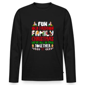 Altmodische Familienweihnacht Ugly Christmas - Männer Premium Bio Langarmshirt - Schwarz - Vorne - Nico (187cm)