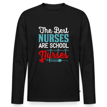 Besten Krankenschwestern Schulkrankenschwestern - Männer Premium Bio Langarmshirt - Schwarz - Vorne - Nico (187cm)