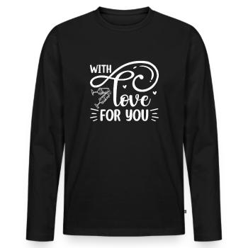 Avec amour pour votre vin - T-shirt manches longues Premium bio Homme - noir - Devant - Nico (187cm)