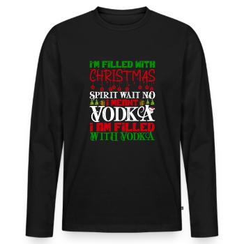 Hässliche Weihnachten Wodka Ugly Christmas Sweater - Männer Premium Bio Langarmshirt - Schwarz - Vorne - Nico (187cm)
