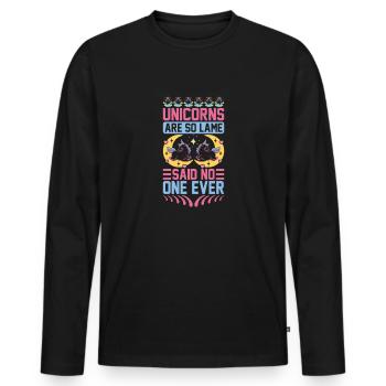 Unicorn Unicorns are so lame - Men's Premium Organic Long Sleeve Shirt - black - Front - Nico (187cm)