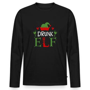 La saison de Noël des elfes ivres - T-shirt manches longues Premium bio Homme - noir - Devant - Nico (187cm)