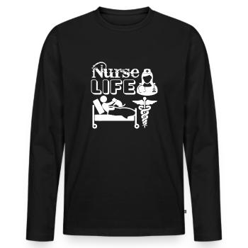Nurse Life - Men's Premium Organic Long Sleeve Shirt - black - Front - Nico (187cm)