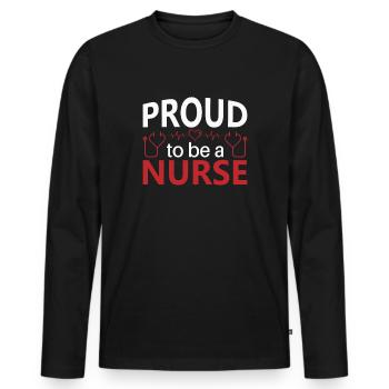 Stolz, eine Krankenschwester zu sein - Männer Premium Bio Langarmshirt - Schwarz - Vorne - Nico (187cm)