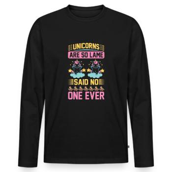Unicorn Unicorns are so lame - Men's Premium Organic Long Sleeve Shirt - black - Front - Nico (187cm)