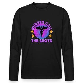 INFIRMIÈRE Les infirmières prennent les commandes - T-shirt manches longues Premium bio Homme - noir - Devant - Nico (187cm)
