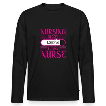 Krankenpflegediplom Laden - Männer Premium Bio Langarmshirt - Schwarz - Vorne - Nico (187cm)