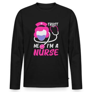 Trust me, I'm a nurse - Men's Premium Organic Long Sleeve Shirt - black - Front - Nico (187cm)