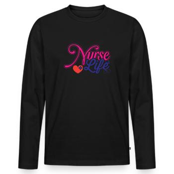 Health and Nurse - Men's Premium Organic Long Sleeve Shirt - black - Front - Nico (187cm)