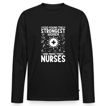 Strong nurse - Men's Premium Organic Long Sleeve Shirt - black - Front - Nico (187cm)