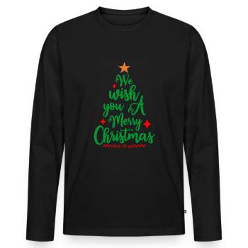 We wish you a Merry Christmas - Men's Premium Organic Long Sleeve Shirt - black - Front - Nico (187cm)