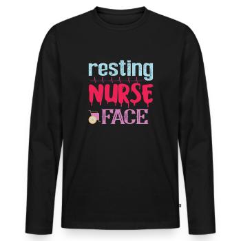 KRANKENSCHWESTER Resting nurse face - Männer Premium Bio Langarmshirt - Schwarz - Vorne - Nico (187cm)