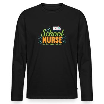 KRANKENSCHWESTER Infirmière scolaire - T-shirt manches longues Premium bio Homme - noir - Devant - Nico (187cm)