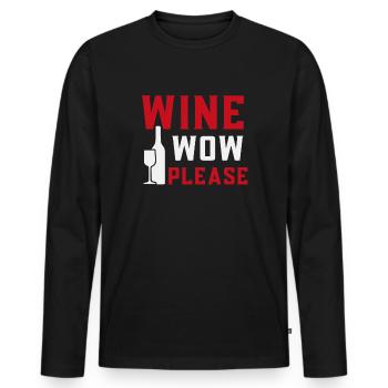 Wine now please - Men's Premium Organic Long Sleeve Shirt - black - Front - Nico (187cm)