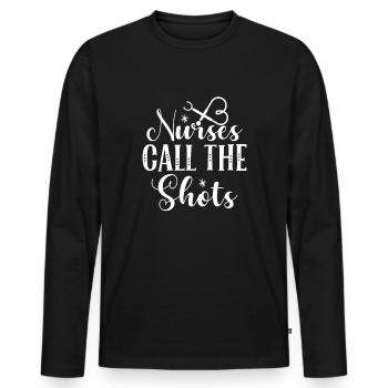 Les infirmières prennent les décisions - T-shirt manches longues Premium bio Homme - noir - Devant - Nico (187cm)