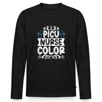 Picu Krankenschwester - Männer Premium Bio Langarmshirt - Schwarz - Vorne - Nico (187cm)