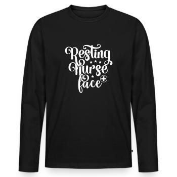 Visage de l’infirmière au repos - T-shirt manches longues Premium bio Homme - noir - Devant - Nico (187cm)