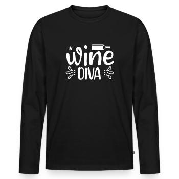 Diva du vin - T-shirt manches longues Premium bio Homme - noir - Devant - Nico (187cm)