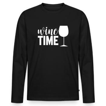 L’heure du vin - T-shirt manches longues Premium bio Homme - noir - Devant - Nico (187cm)