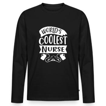 L’infirmière la plus cool du monde - T-shirt manches longues Premium bio Homme - noir - Devant - Nico (187cm)