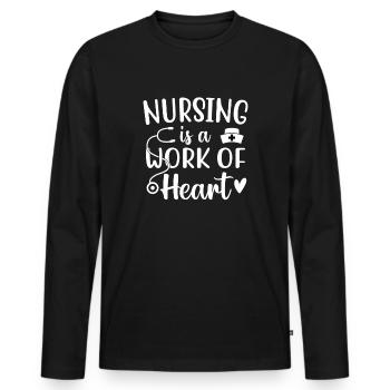Nursing is a matter of the heart - Men's Premium Organic Long Sleeve Shirt - black - Front - Nico (187cm)