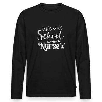 school nurse - Men's Premium Organic Long Sleeve Shirt - black - Front - Nico (187cm)