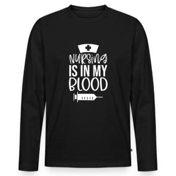 Nurse is in my blood - Men's Premium Organic Long Sleeve Shirt - black - Front - Nico (187cm)