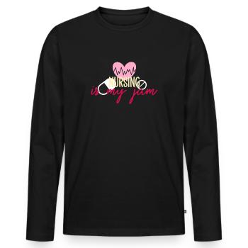 Nursing is my jam - Men's Premium Organic Long Sleeve Shirt - black - Front - Nico (187cm)