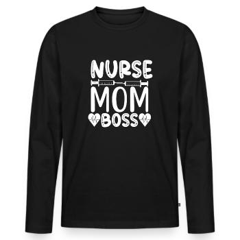 Krankenschwester Mom Boss - Männer Premium Bio Langarmshirt - Schwarz - Vorne - Nico (187cm)