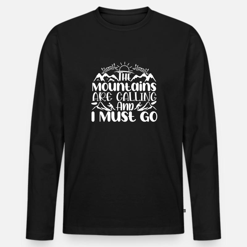 Die Berge rufen - Männer Premium Bio Langarmshirt - Schwarz