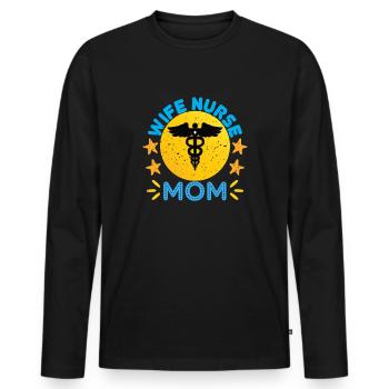 INFIRMIÈRE Épouse infirmière maman - T-shirt manches longues Premium bio Homme - noir - Devant - Nico (187cm)