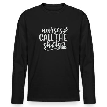 LES INFIRMIÈRES PRENNENT LES DÉCISIONS - T-shirt manches longues Premium bio Homme - noir - Devant - Nico (187cm)