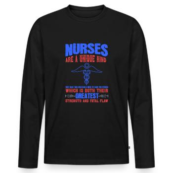 NURSE Nurses are a unique child - Men's Premium Organic Long Sleeve Shirt - black - Front - Nico (187cm)