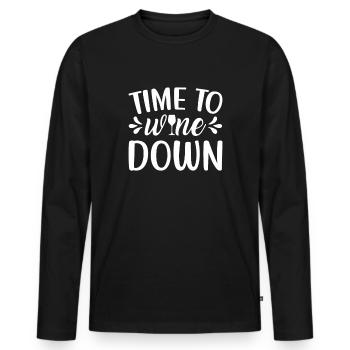 Time to drink wine - Men's Premium Organic Long Sleeve Shirt - black - Front - Nico (187cm)