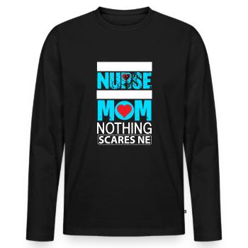Maman infirmière - T-shirt manches longues Premium bio Homme - noir - Devant - Nico (187cm)